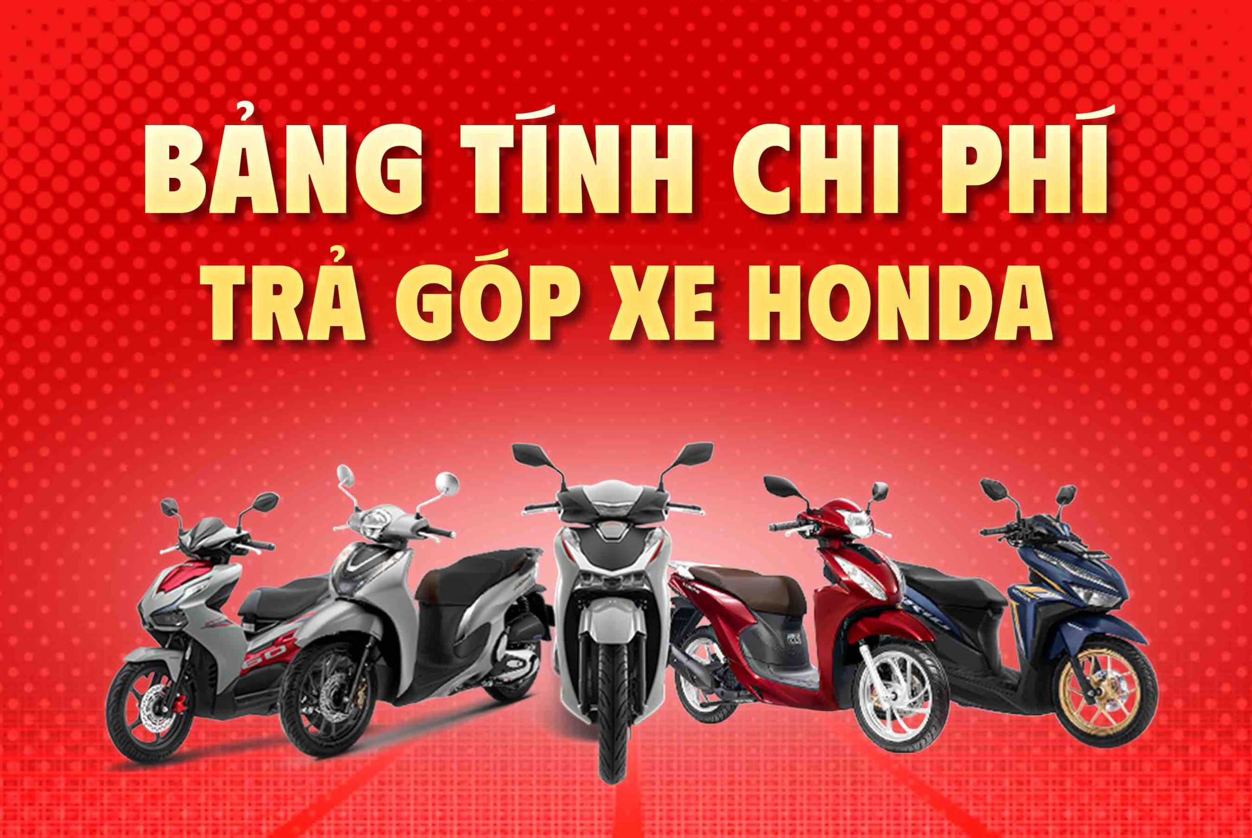 Bảng tính chi phí trả góp Honda